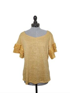 Mustard Ruffle Sleeve Knit Top - Women